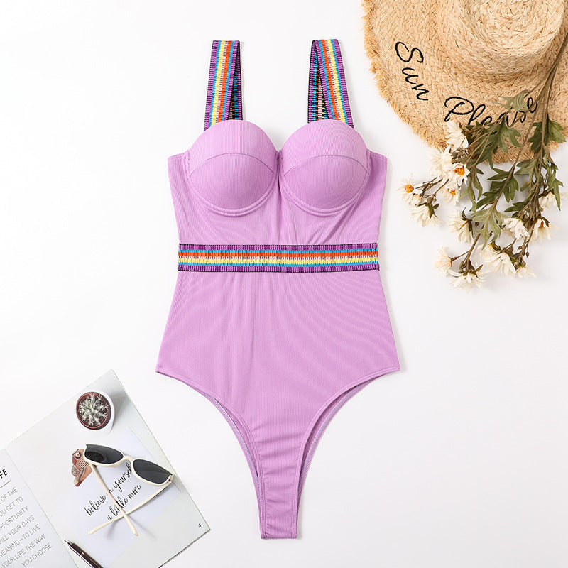 Maillot de bain femme Berg-Feldt avec bande sous la poitrine et bretelles décoratives