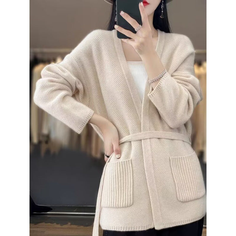 Cardigan confortable en maille avec ceinture et poches pour femme Berg-Feldt