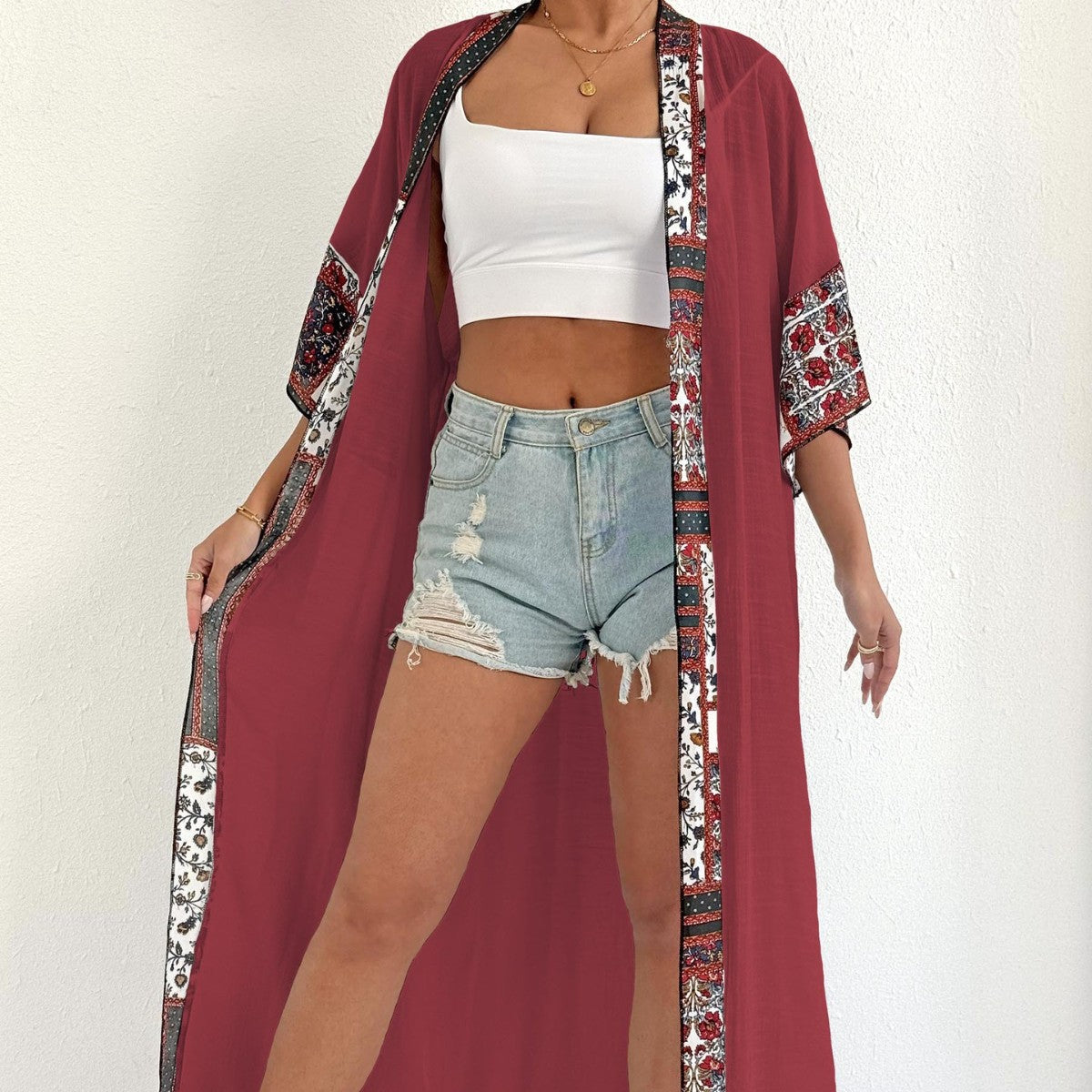 Cache-maillot de style kimono Berg-feldt pour femme avec motif floral