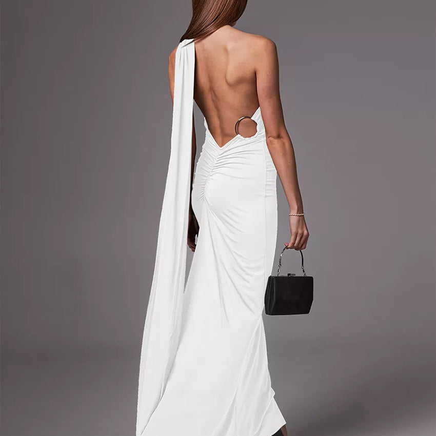 Robe longue asymétrique drapée élégante pour femme Berg-Feldt