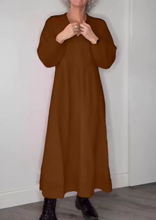 Maxi-robe pour femme avec col en V élégant et manches longues confortables Berg-Feldt