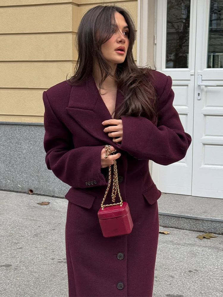Manteau en laine élégant pour femme avec motif texturé et poches pratiques Berg-Feldt