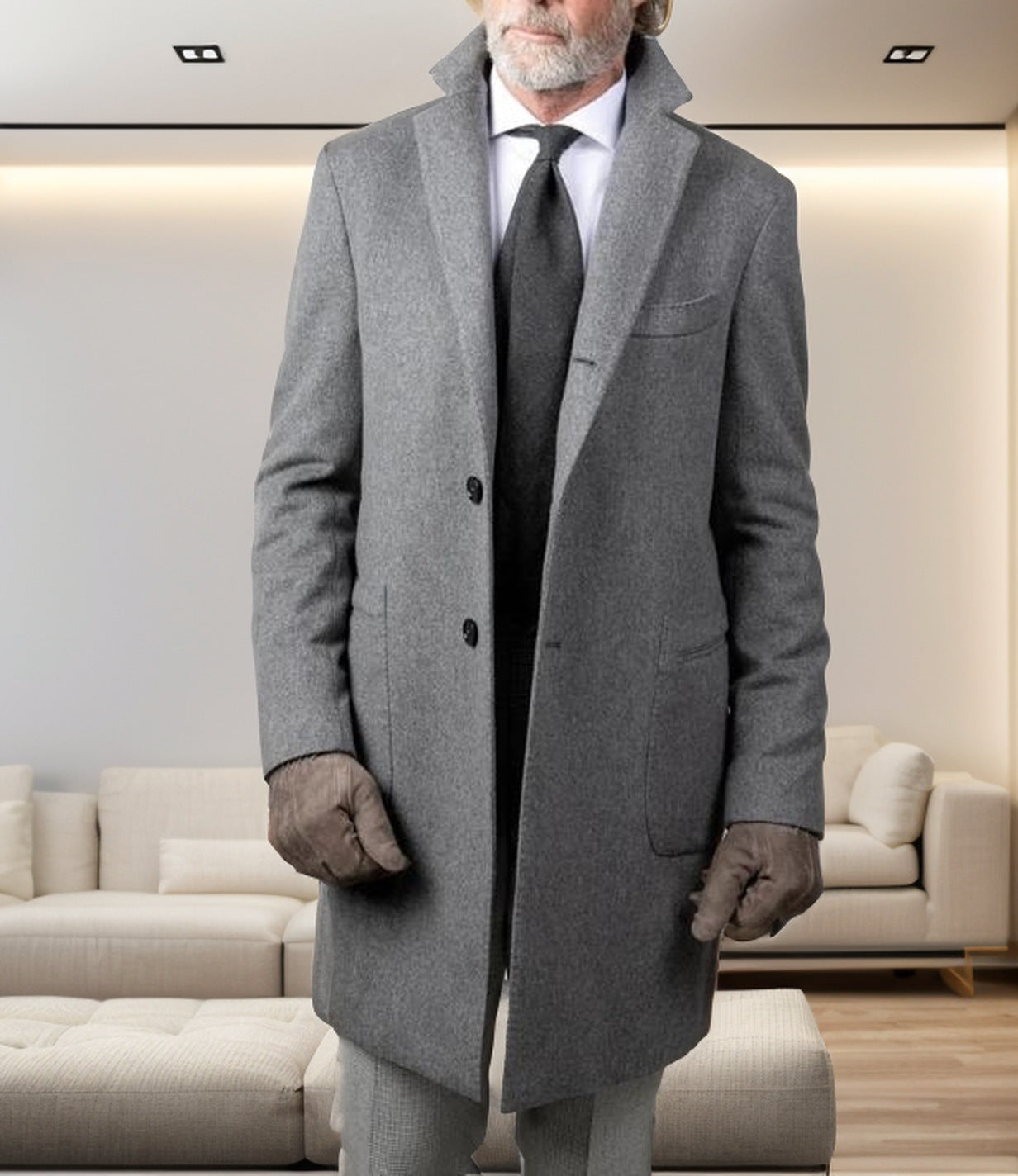 Herren eleganter Baumwolltrenchcoat mit edlen Taschen und modernem Schnitt Berg-Feldt