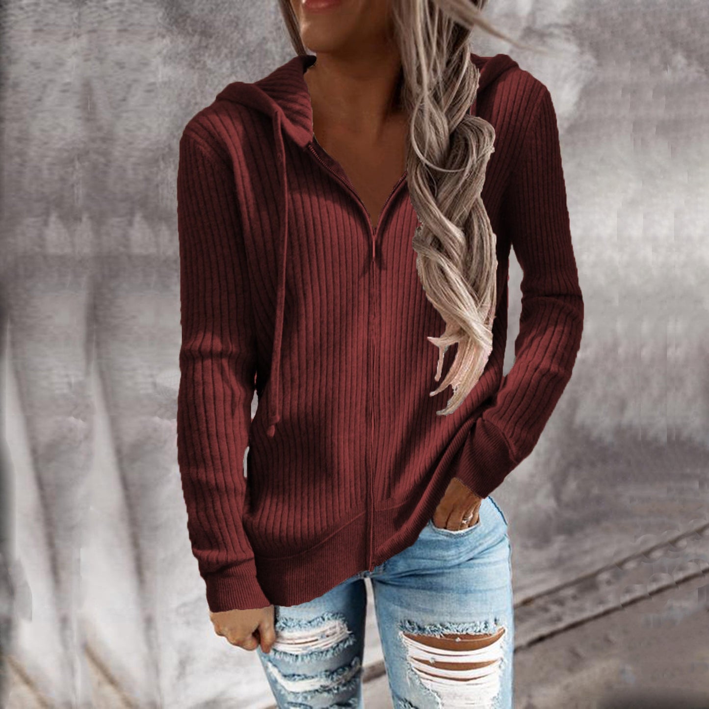 Veste à capuche pour femme en tissu texturé avec poches pratiques Berg-Feldt