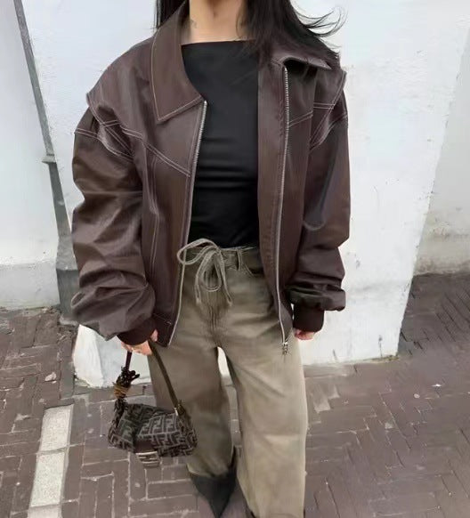Damen Oversized Kunstleder-Jacke Berg-Feldt