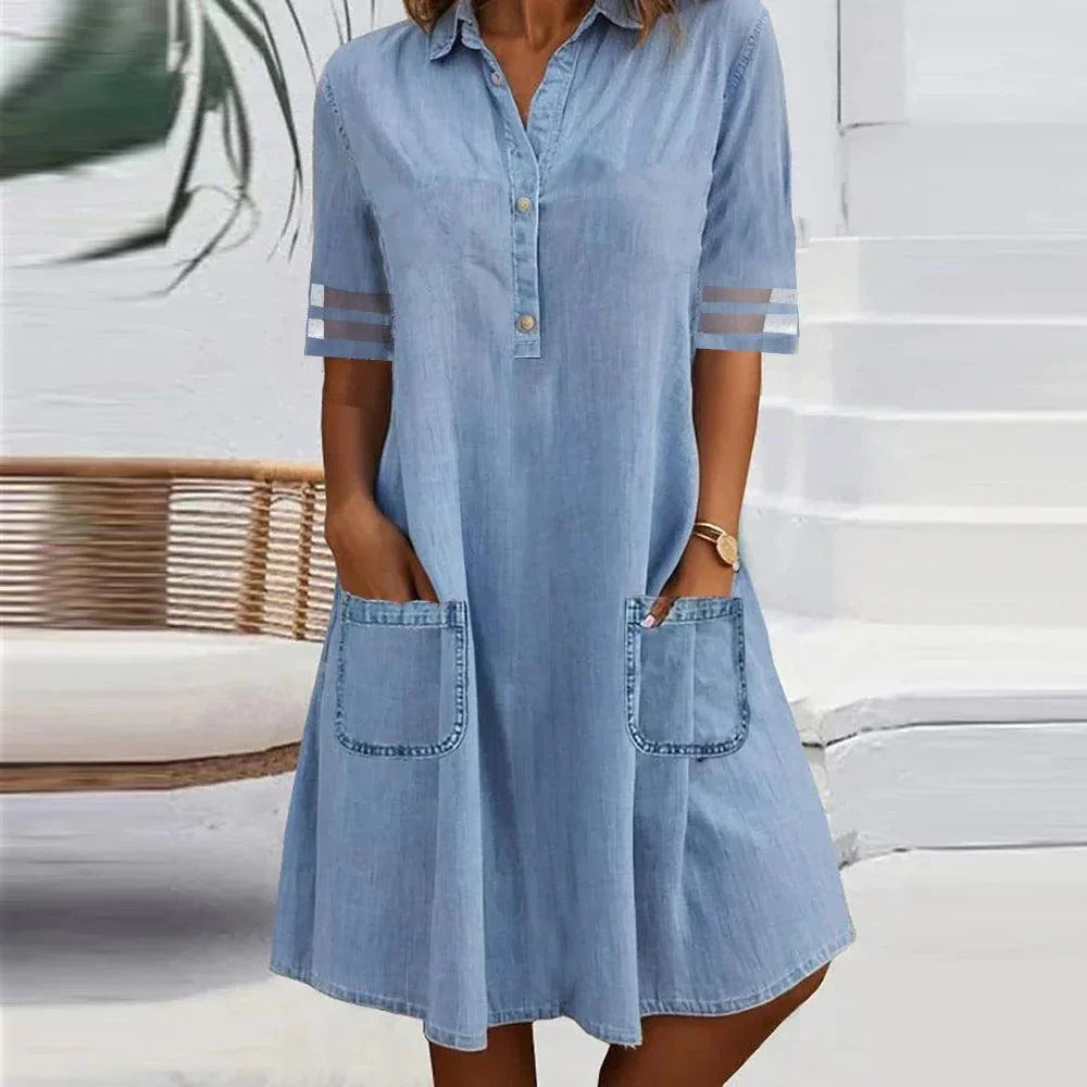 Berg-Feldt Robe Chemise en Jean Décontractée pour Femme