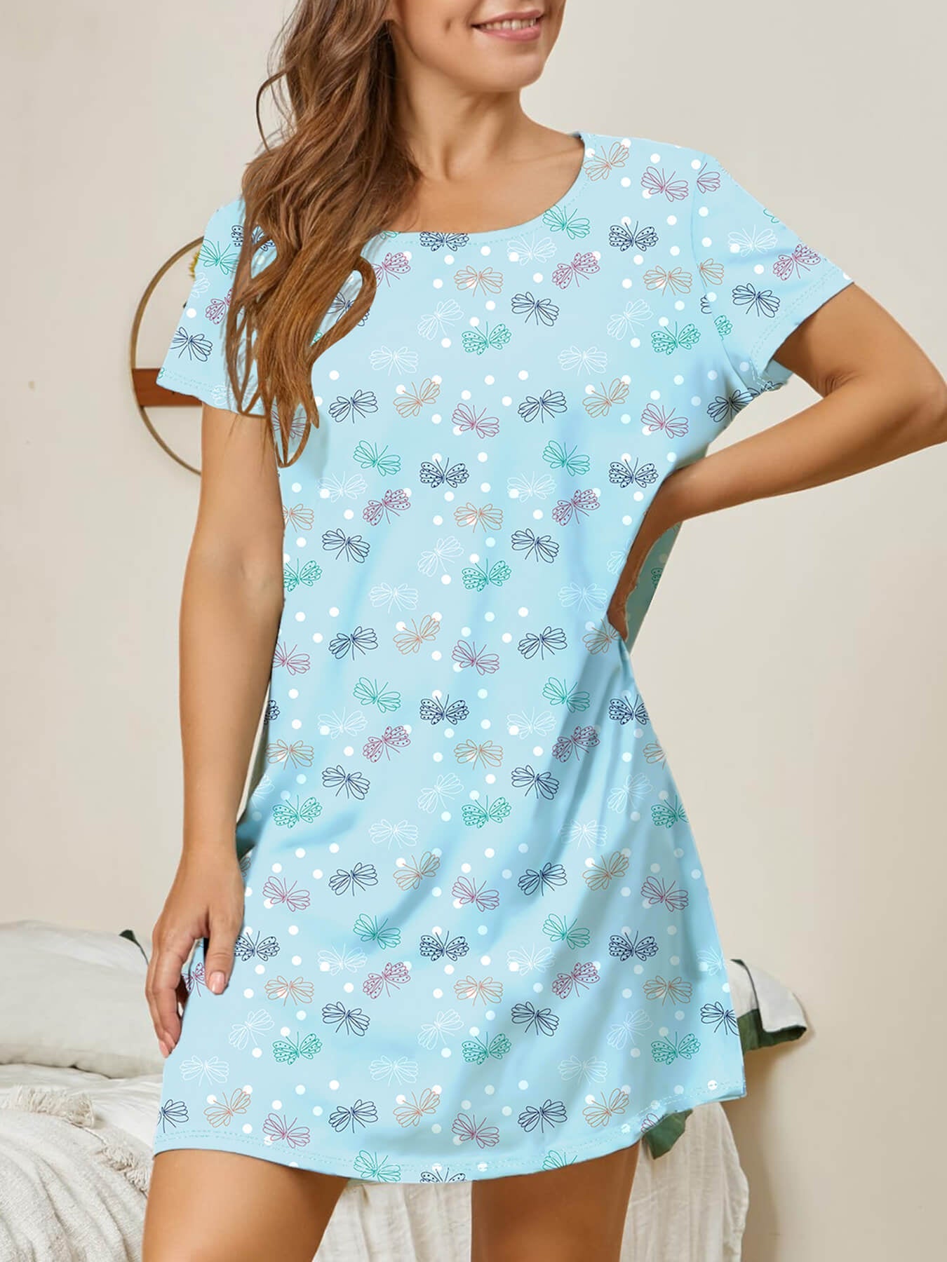 Chemise de nuit décontractée pour femme avec motif papillon coloré Berg-Feldt
