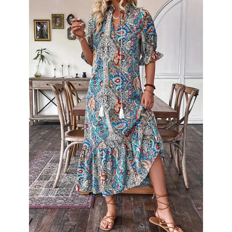 Robe longue bohème à ourlet volanté par berg-feldt
