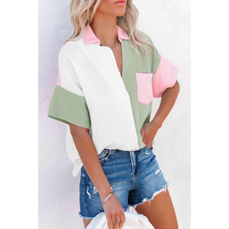 Berg-Feldt Blouse boutonnée color block grande taille pour femme