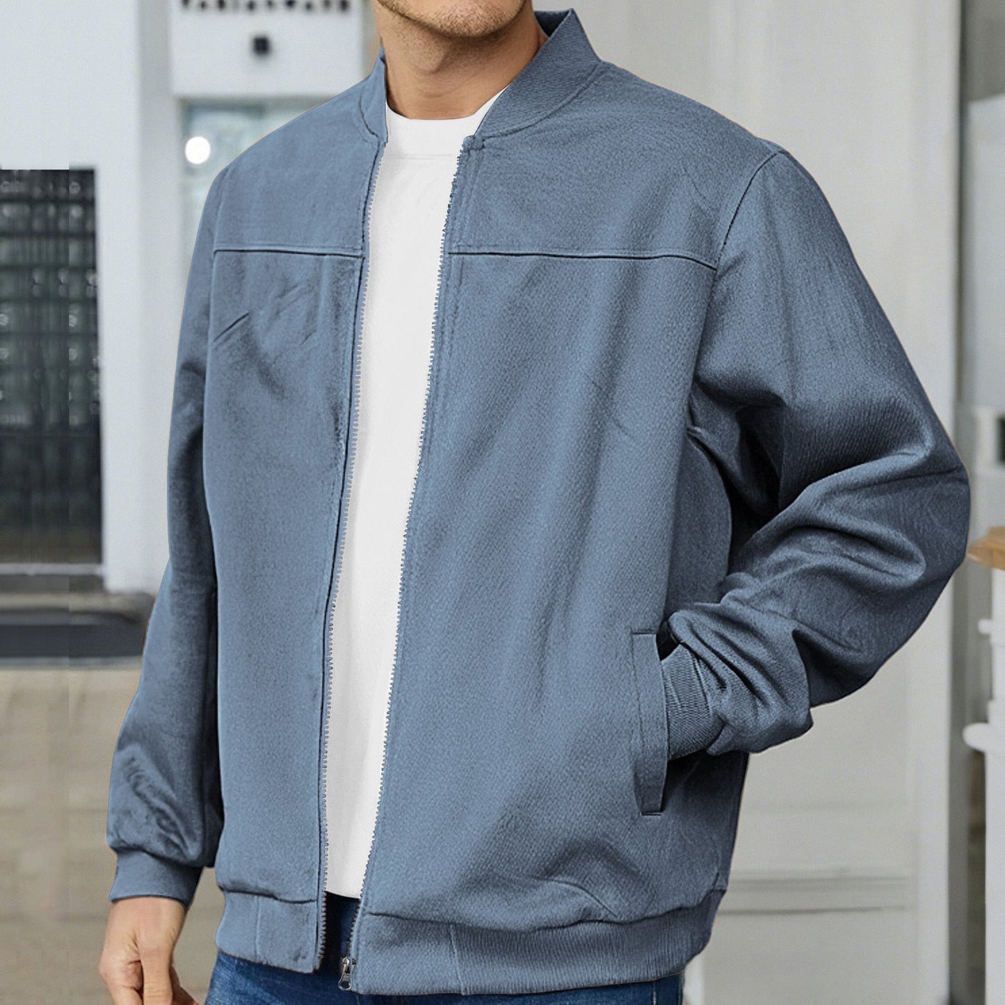 Herren moderne Bomberjacke mit bequemen Bündchen und Reißverschluss Berg-Feldt