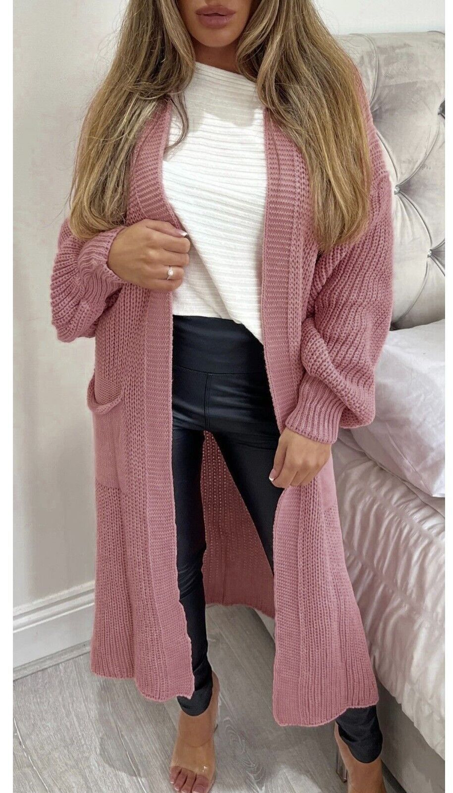 Gilet long femme en grosse maille avec poches pratiques Berg-Feldt