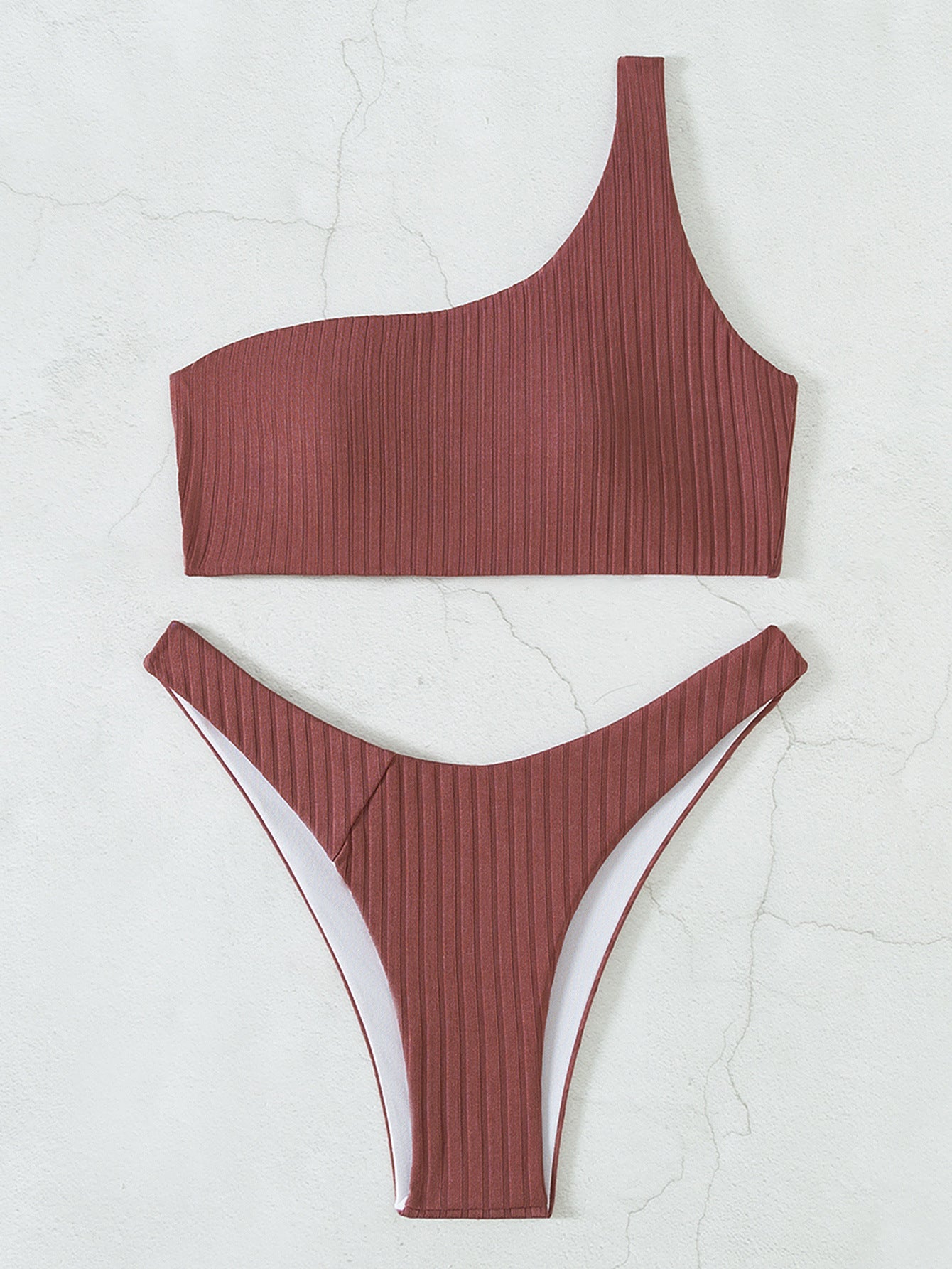 Haut de bikini côtelé asymétrique Berg-Feldt pour femme