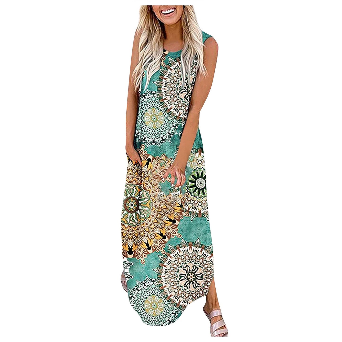Robe longue légère Berg-Feldt pour femme avec imprimé feuilles tropicales