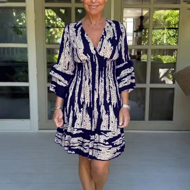 Robe décontractée élégante pour femme avec col en V et manches à volants de berg-feldt