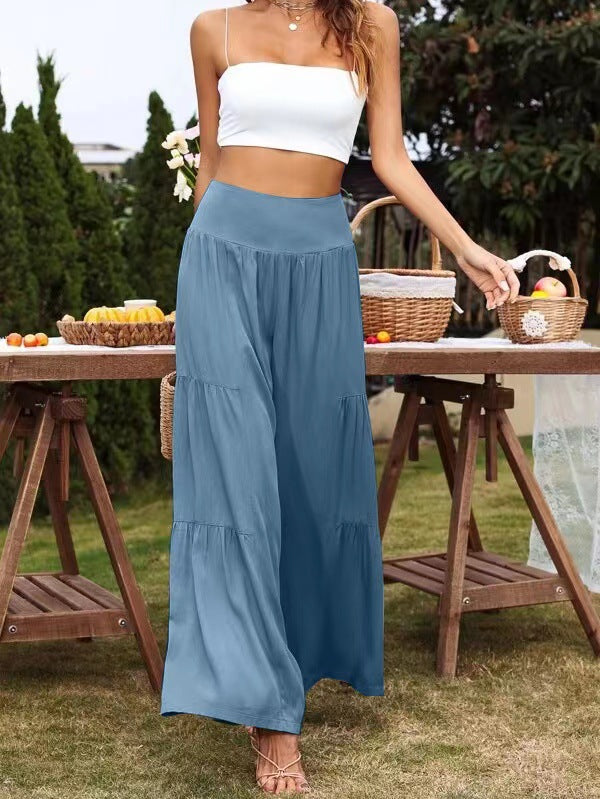 Sommerhose für Damen, weit geschnitten, hoher Bund, Volants, berg-feldt