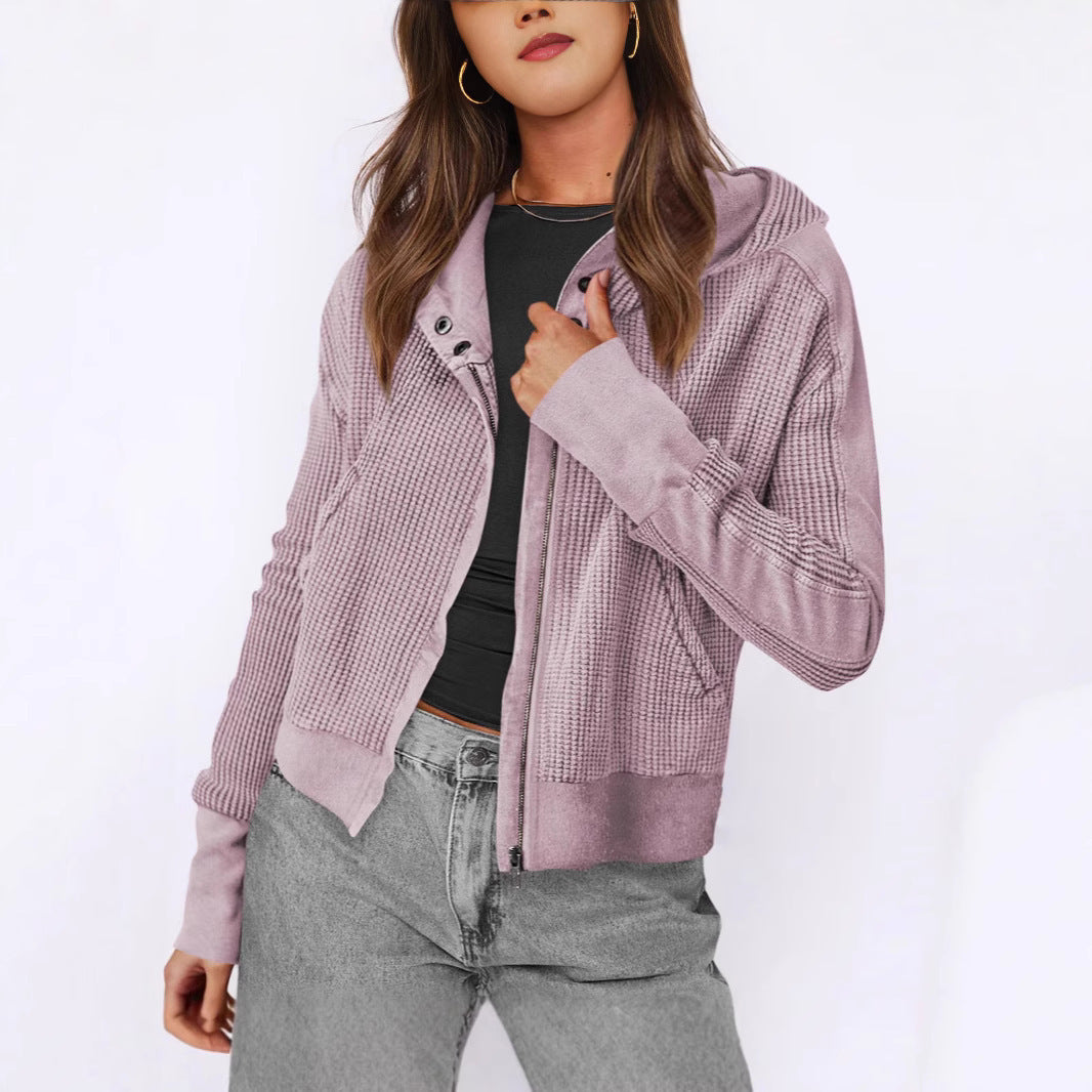Veste zippée décontractée à capuche pour femme, motif structuré Berg-Feldt