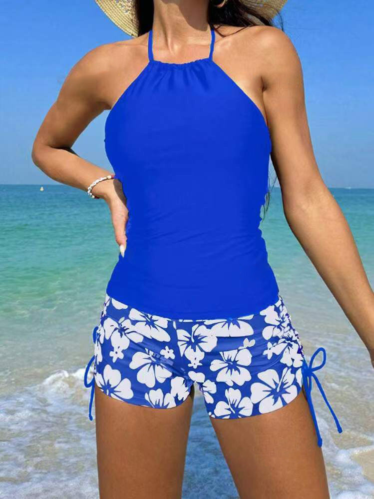 Berg-feldt Damen Häkel-Oberteil und Blumenmuster-Badeshorts Set