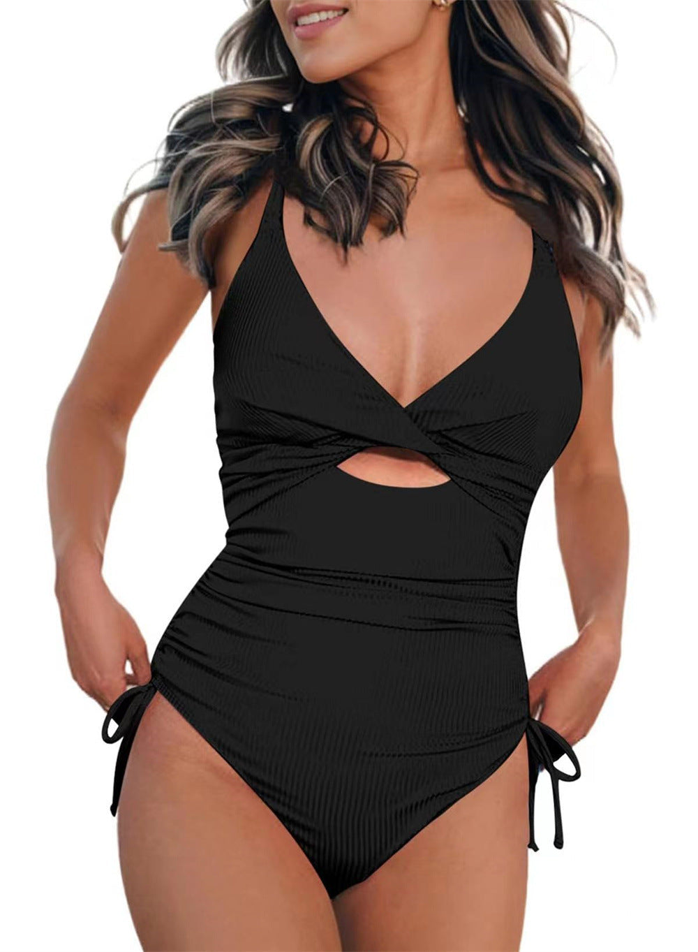 Women's High-Cut Ruffled Bodysuit with Adjustable Details by berg-feldt