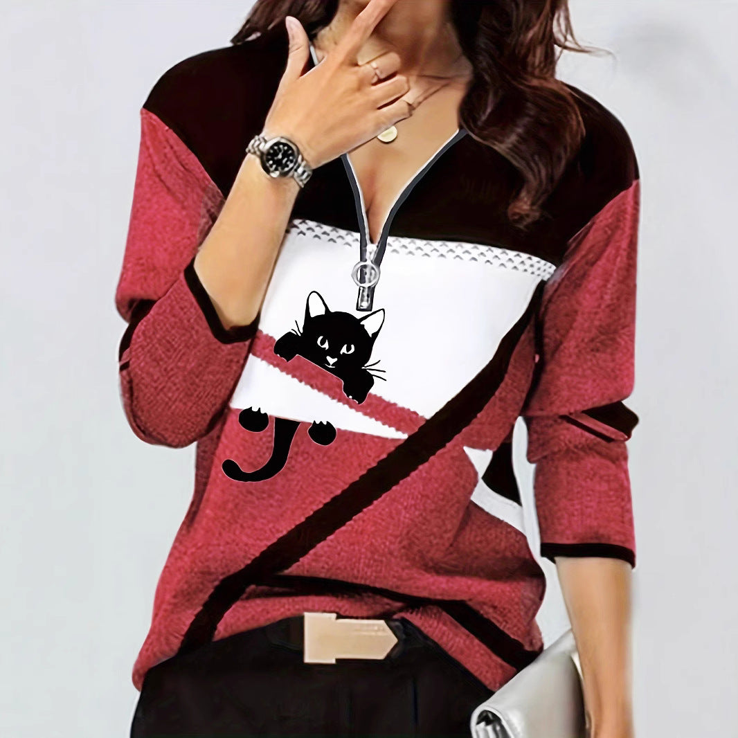 Pull-over femme Berg-Feldt à motif chat pour les loisirs