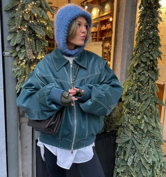 Damen Oversized Kunstleder-Jacke Berg-Feldt