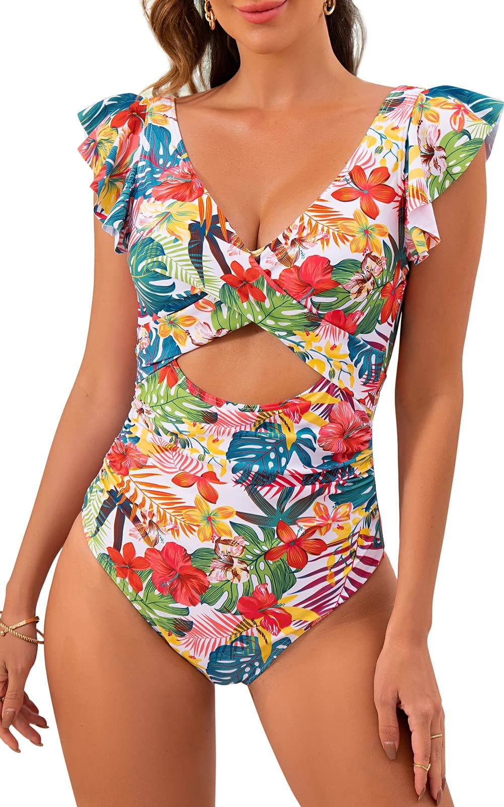 Maillot de bain femme Berg-Feldt à volants et rayures