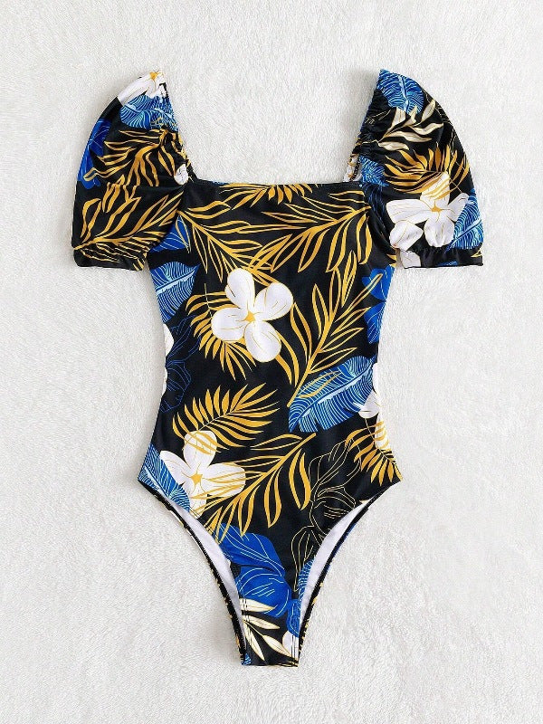 Maillot de bain femme Berg-Feldt à manches bouffantes et imprimé floral