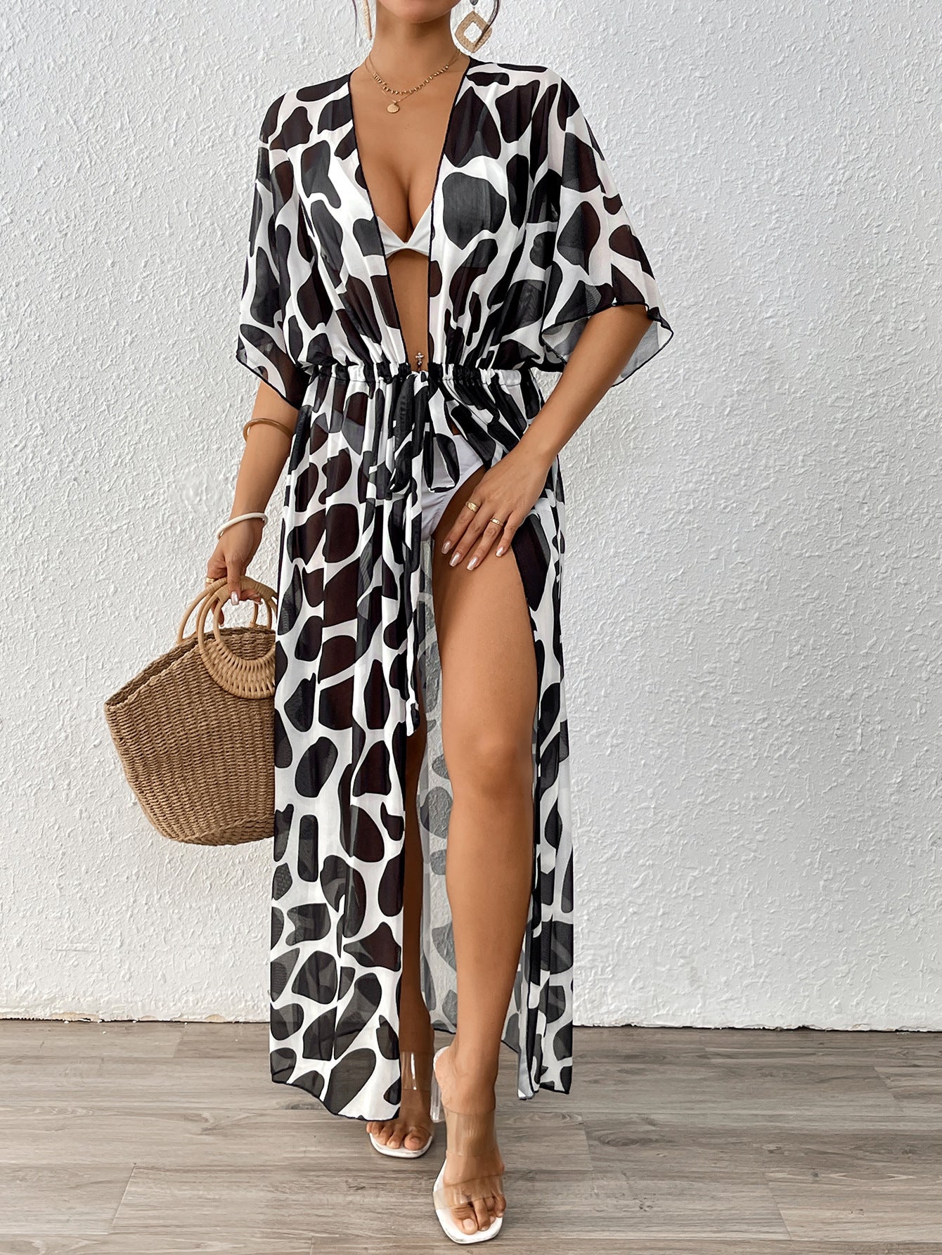 Tunique de plage légère pour femme avec motif graphique moderne montagne-champ