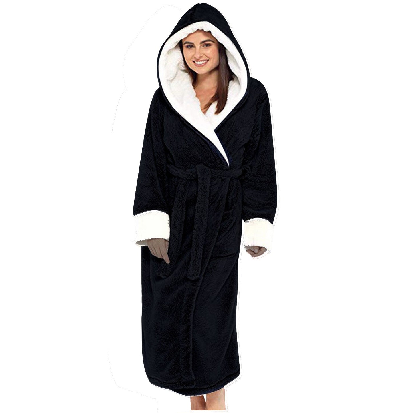 Robe de chambre douillette en polaire avec capuche et ceinture Berg-Feldt pour femme