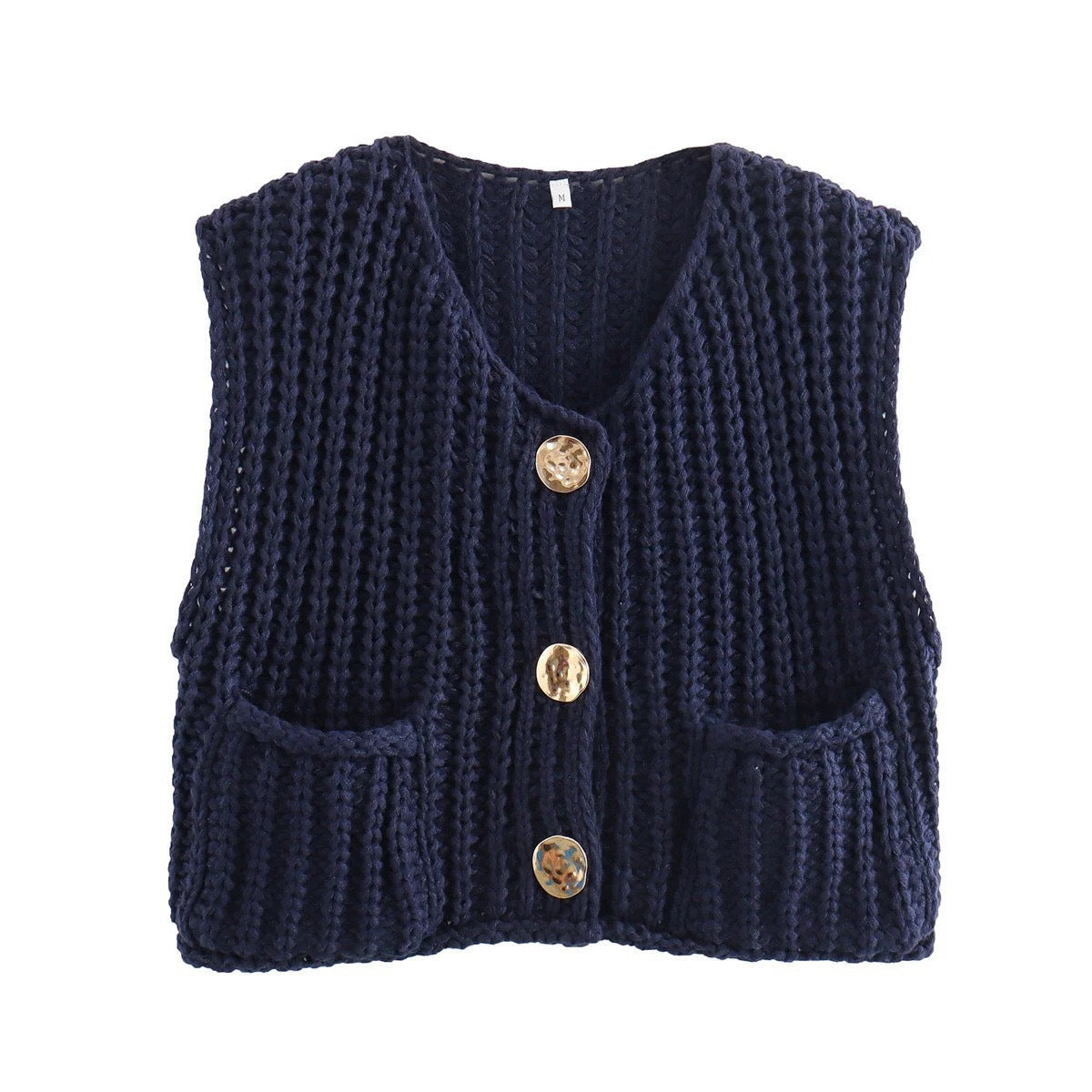 Damen modische Strickweste mit Knopfdetails und aufgesetzten Taschen Berg-Feldt