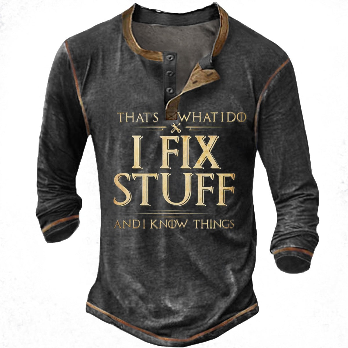 T-shirt décontracté à manches longues pour homme avec imprimé motivant Berg-Feldt