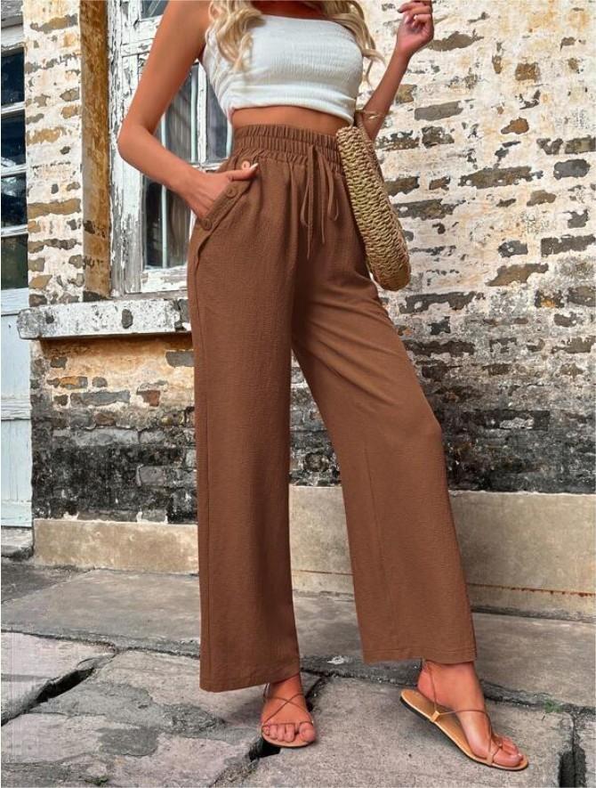 Damen Elegant Casual-Hosen mit Elastischer Bund und Seiten-Taschen Berg-Feldt