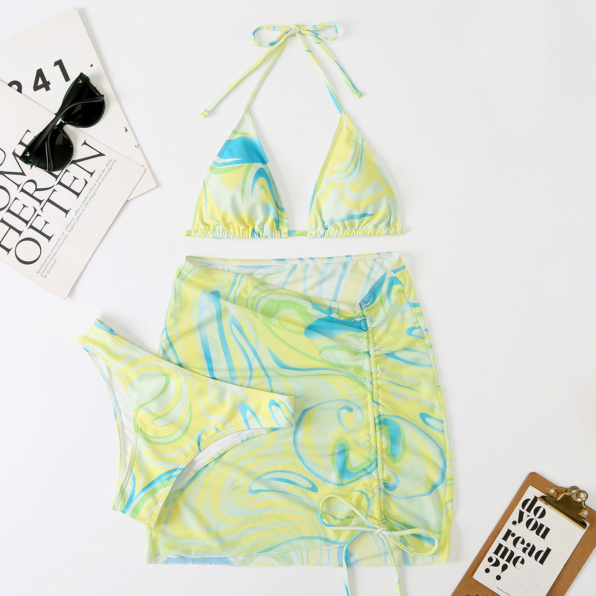 Haut de bikini triangulaire et jupe portefeuille Berg-Feldt pour femme