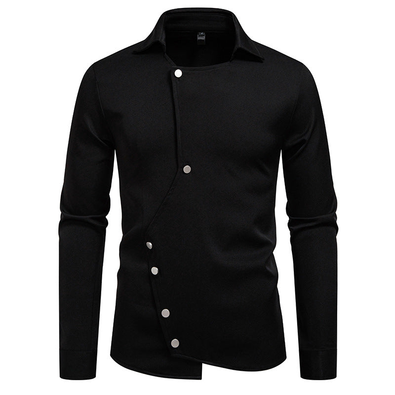 Chemise innovante à manches longues pour hommes avec fermeture boutonnée asymétrique Berg-Feldt