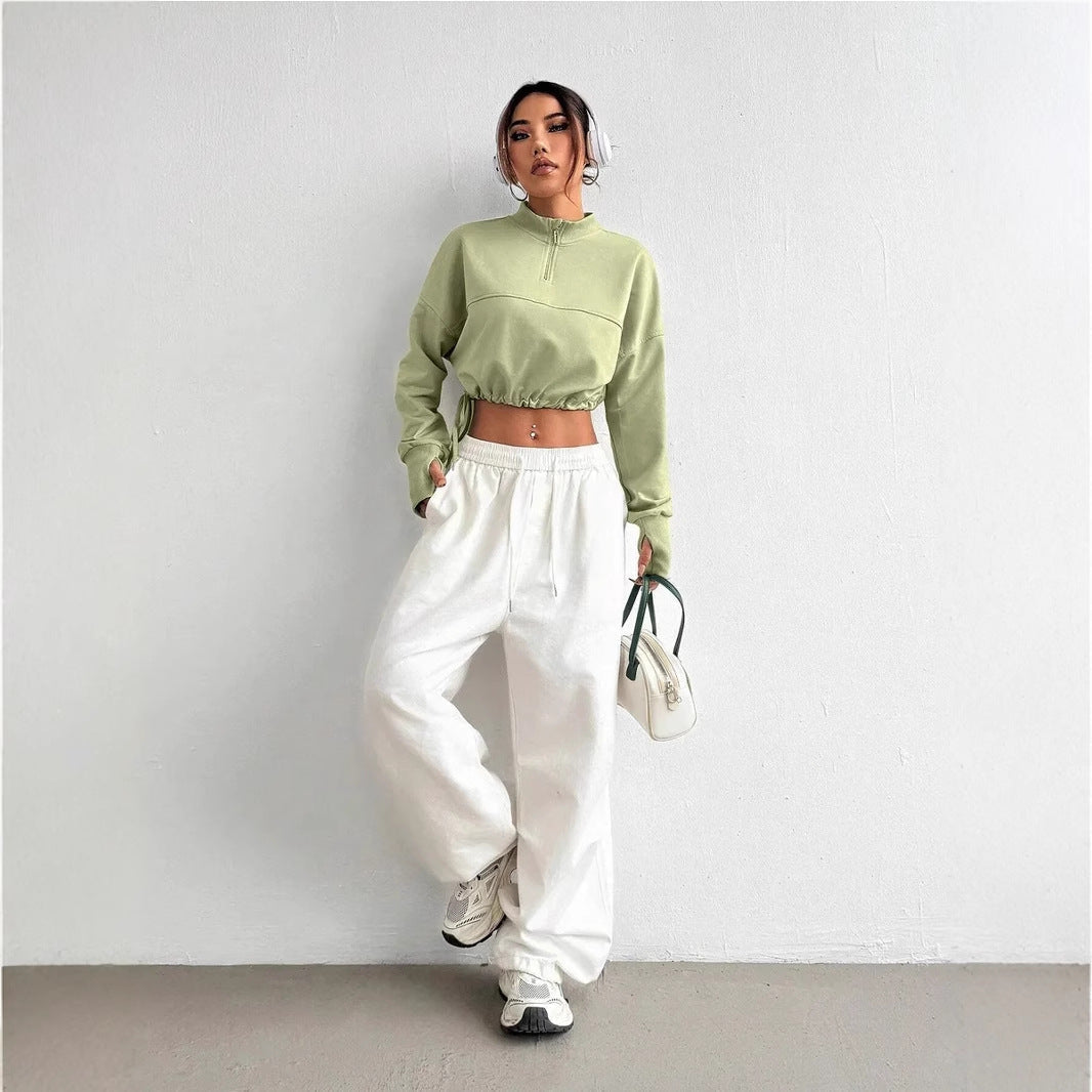 Berg-Feldt | Pull court en mélange de coton Coupe confortable Col zippé Manches ballon