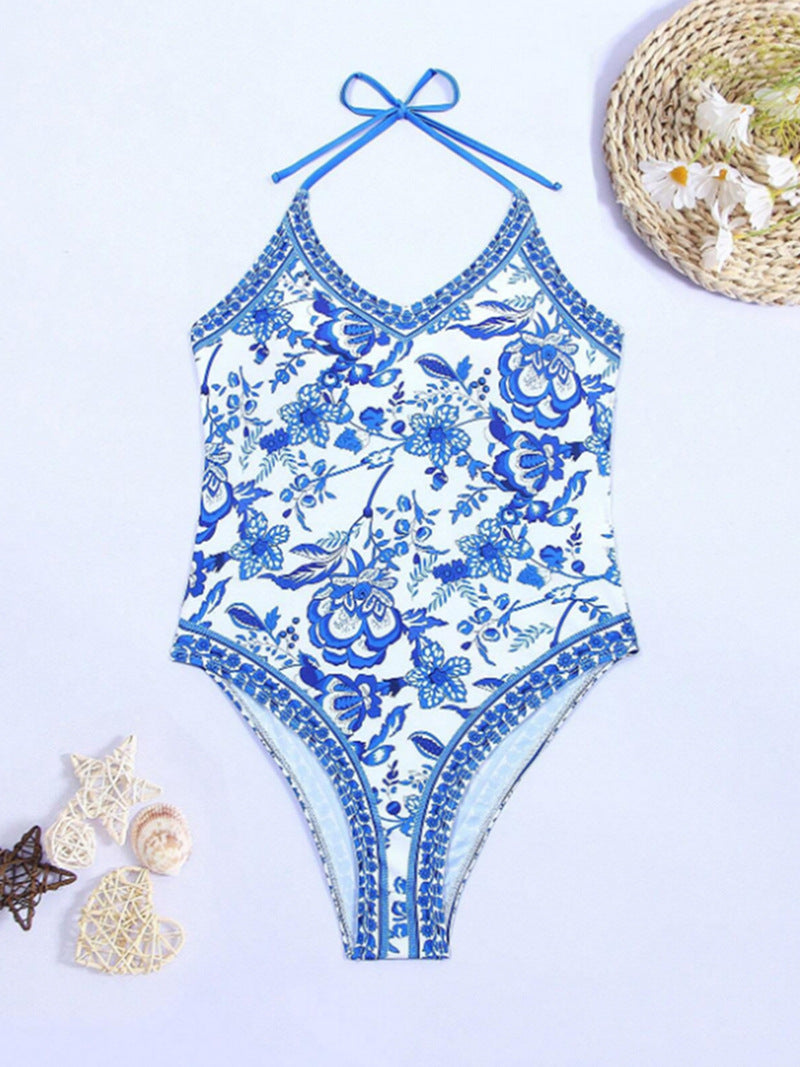 Maillot de bain femme Berg-Feldt, motif floral, coupe haute