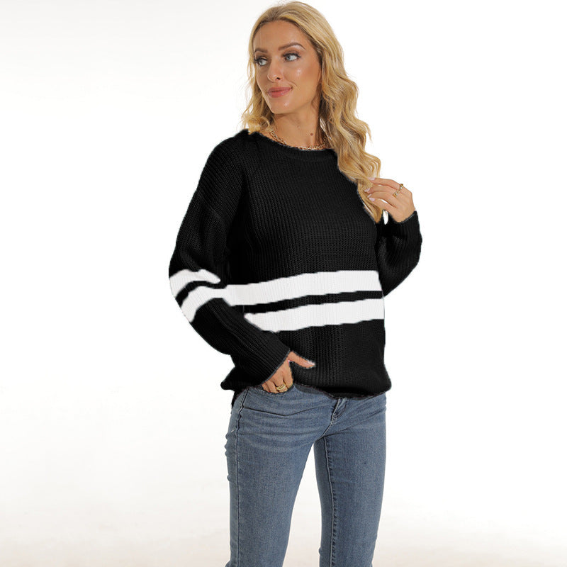 Pull en grosse maille pour femme, à rayures sportives et coupe décontractée Berg-Feldt
