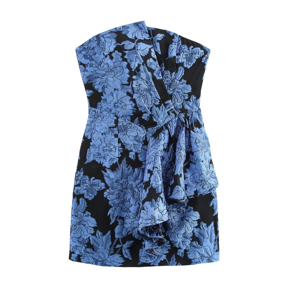 Robe cache-cœur asymétrique courte à fleurs Berg-Feldt pour femme