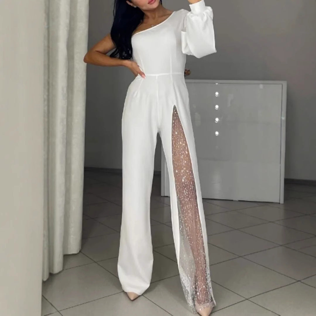 Combinaison asymétrique à panneau de sequins Berg-Feldt pour femme