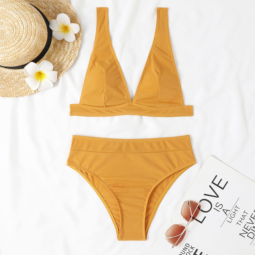 Ensemble de bikini taille haute et décolleté en V profond pour femme de berg-feldt