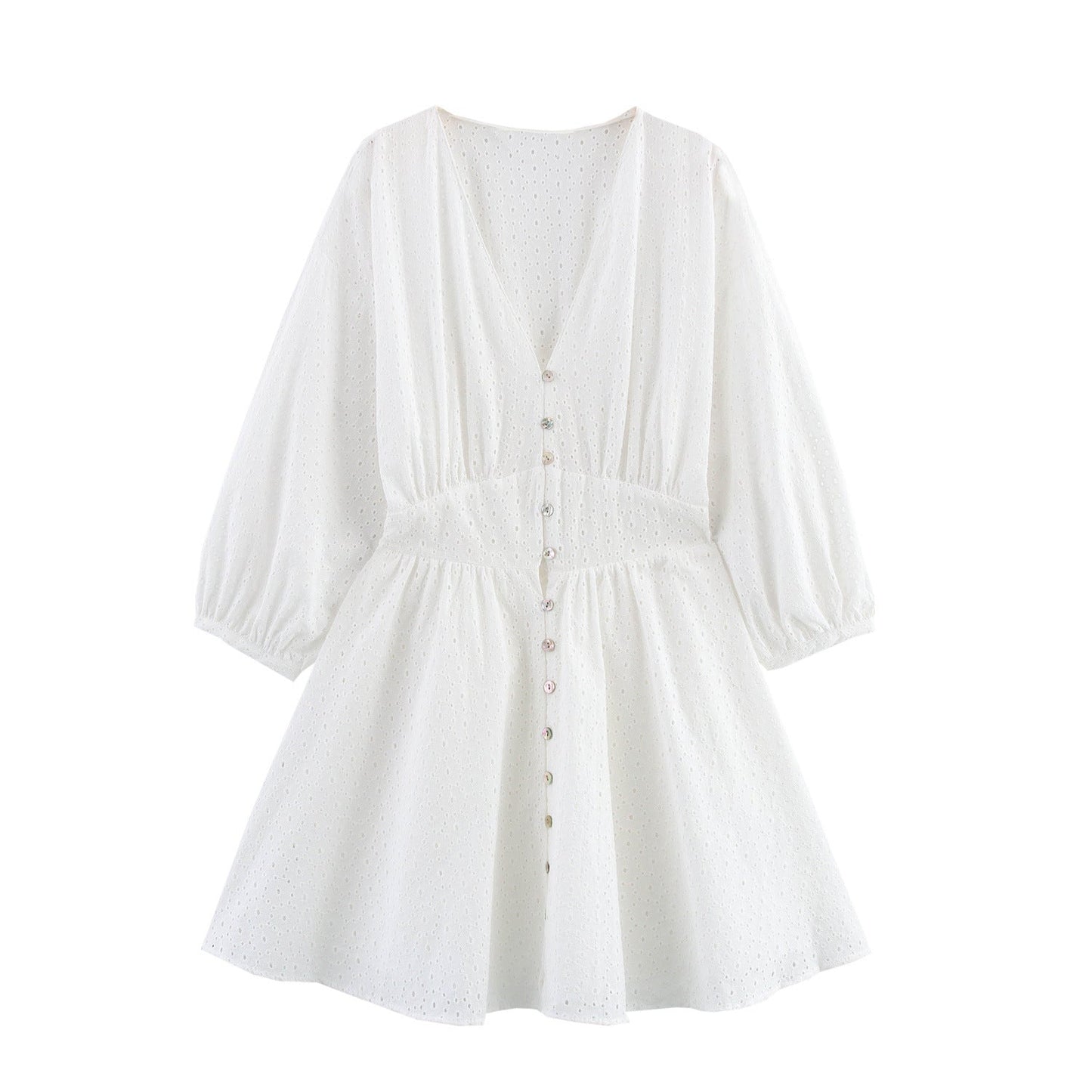 Berg-Feldt Robe portefeuille pour femme avec boutons œillets et manches larges