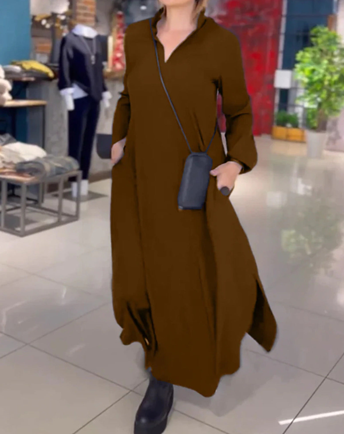Robe midi élégante pour femme avec col et poches de berg-feldt