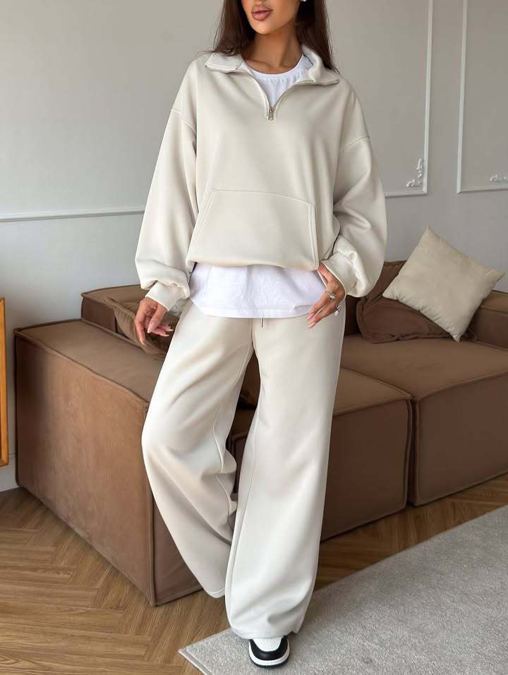 Berg-Feldt | Halbhals Pullover Sweatshirt und Weit Geschnittene Hose Zweiteiler Anzug