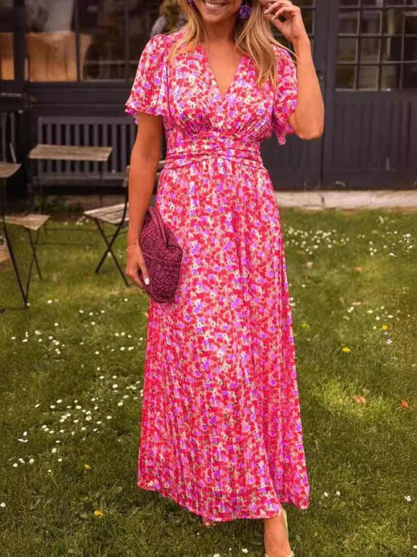 Robe longue pour femme avec col en V et jupe fluide de berg-feldt