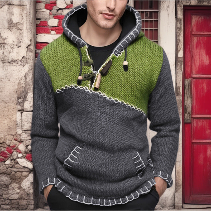 Herren-Kapuzenpullover mit einzigartigem Zickzackmuster und hochwertiger Strickstruktur Berg-Feldt
