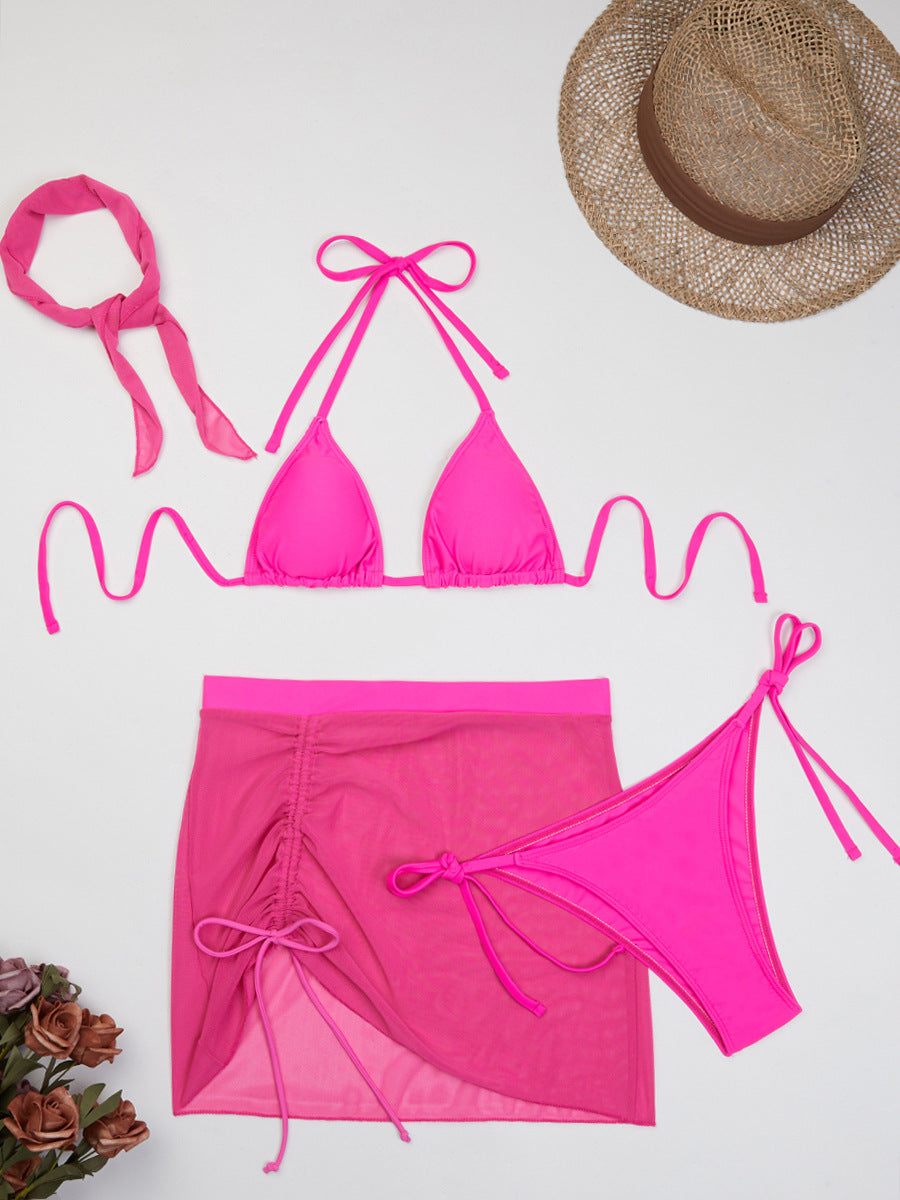 Ensemble bikini triangle et voile de plage en maille Berg-Feldt pour femme