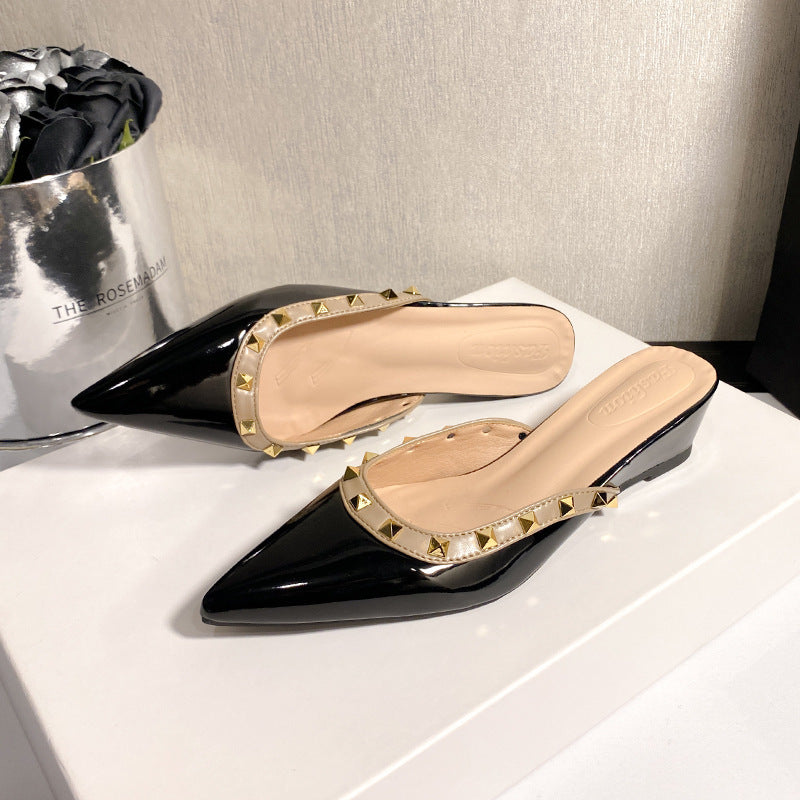 Mules à talon compensé et bride arrière Berg-Feldt pour femme avec clous