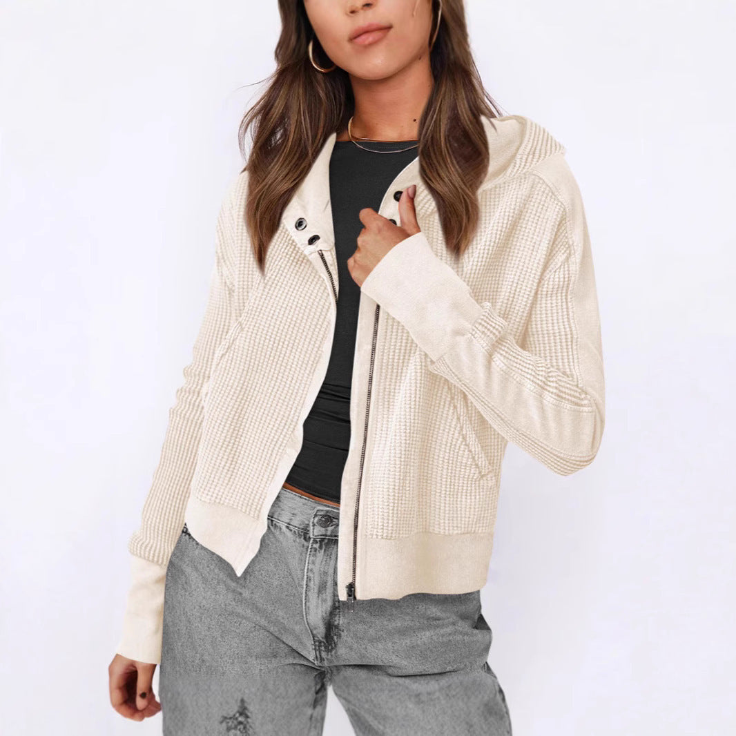 Veste zippée décontractée à capuche pour femme, motif structuré Berg-Feldt