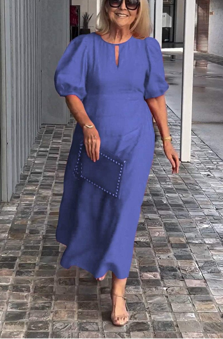 Elegantes Maxikleid für Damen mit Puffärmeln und dekorativem Saum von berg-feldt