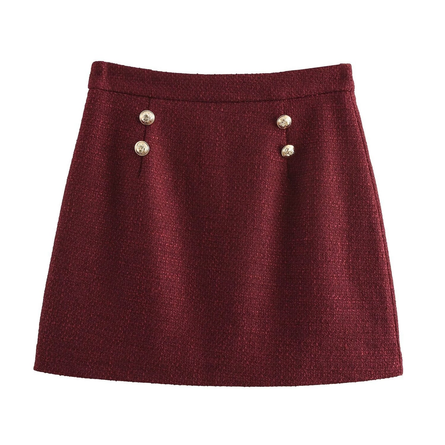 Mini-jupe trapèze pour femme Berg-Feldt à surface texturée et boutons décoratifs