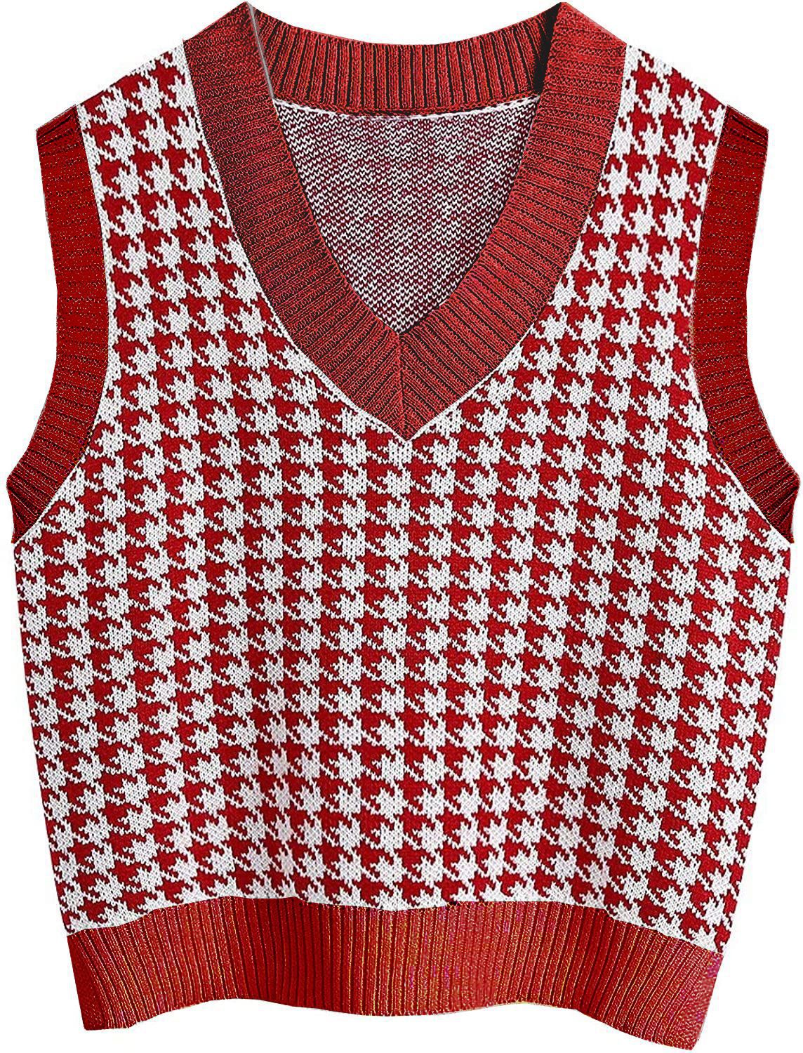 Gilet tricoté sans manches pour femme avec motif pied-de-poule moderne Berg-Feldt